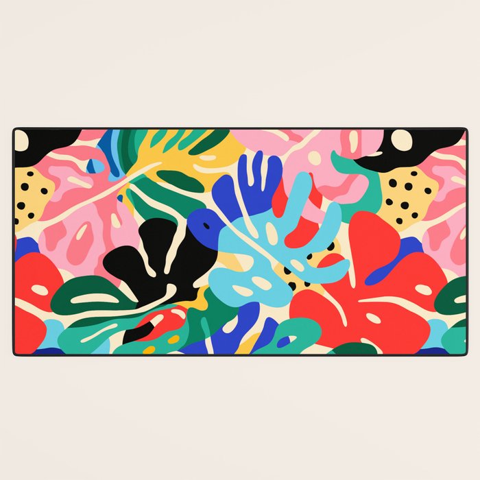 Colorful tropical plant leaves art pattern Desk Mat Gallery Image 3