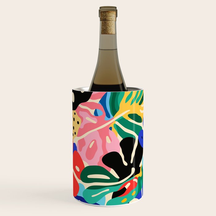 Colorful tropical plant leaves art pattern Wine Chiller Gallery Image 2