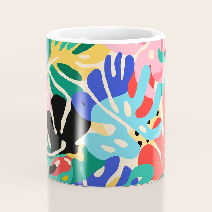 Colorful tropical plant leaves art pattern Coffee Mug Gallery Image 4