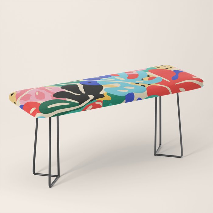 Colorful tropical plant leaves art pattern Bench Gallery Image 1