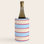Lined Stripes Pattern in Cottage Light Blue, Red, and Cream Beige Wine Chiller Gallery Image 2