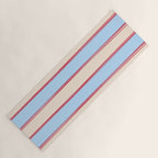 Lined Stripes Pattern in Cottage Light Blue, Red, and Cream Beige Yoga Mat Gallery Image 1