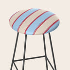 Lined Stripes Pattern in Cottage Light Blue, Red, and Cream Beige Stool Gallery Image 2
