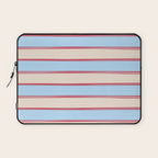 Lined Stripes Pattern in Cottage Light Blue, Red, and Cream Beige Laptop Sleeve Gallery Image 1