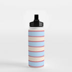 Lined Stripes Pattern in Cottage Light Blue, Red, and Cream Beige Water Bottle Gallery Image 2
