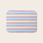 Lined Stripes Pattern in Cottage Light Blue, Red, and Cream Beige Bath Mat Gallery Image 1