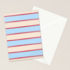 Lined Stripes Pattern in Cottage Light Blue, Red, and Cream Beige Stationery Card Gallery Image 2