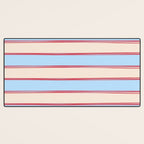 Lined Stripes Pattern in Cottage Light Blue, Red, and Cream Beige Desk Mat Gallery Image 3