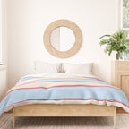 Lined Stripes Pattern in Cottage Light Blue, Red, and Cream Beige Duvet Cover Gallery Image 3
