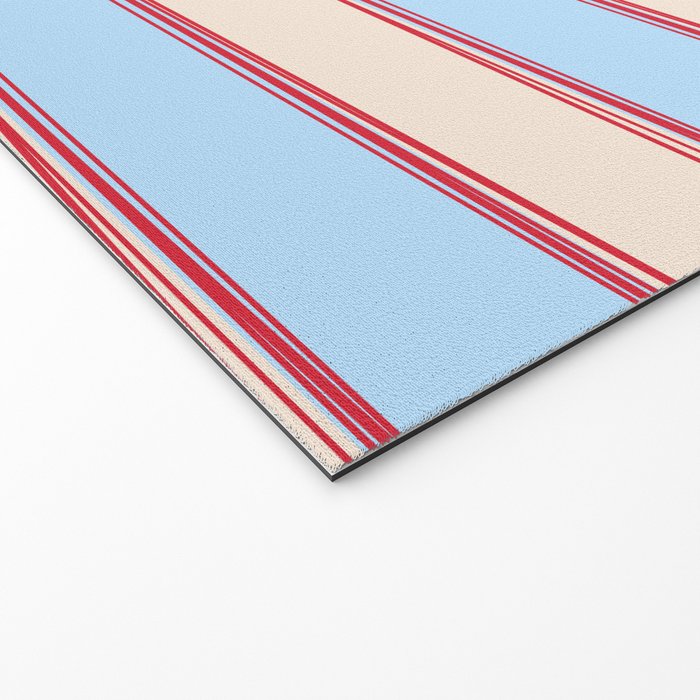 Lined Stripes Pattern in Cottage Light Blue, Red, and Cream Beige Welcome Mat Gallery Image 2