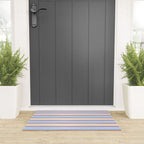 Lined Stripes Pattern in Cottage Light Blue, Red, and Cream Beige Welcome Mat Gallery Image 3