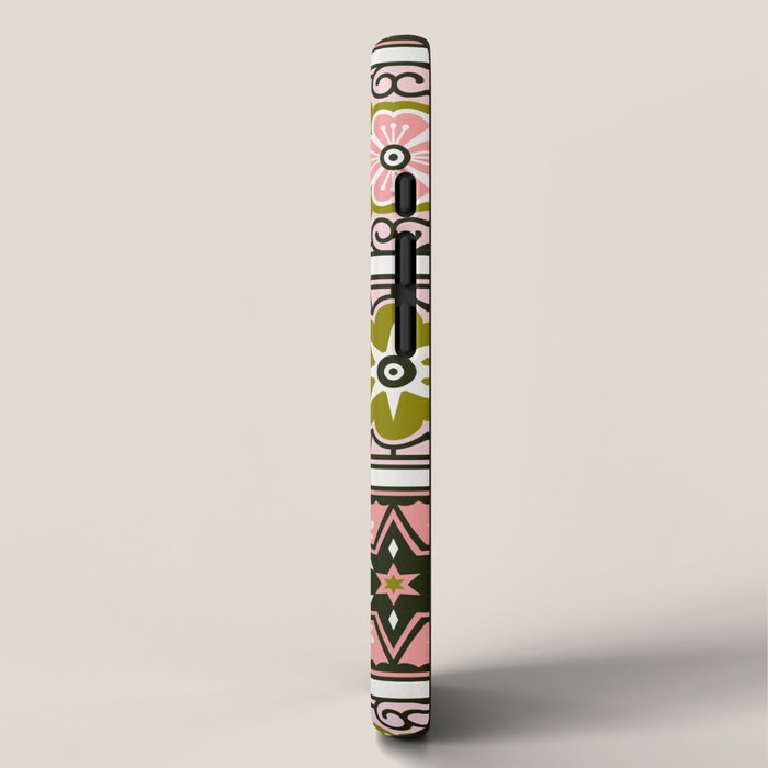 Talavera Mexican Tile - Blush & Sage Palette iPhone Case Gallery Image 2