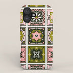Talavera Mexican Tile - Blush & Sage Palette iPhone Case Gallery Image 1