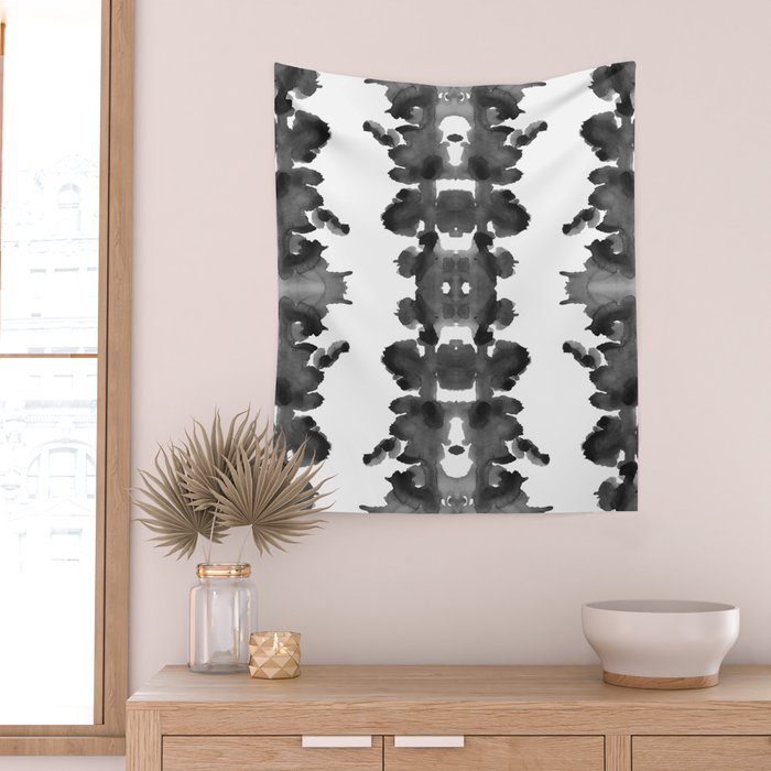 Black Ink Blots Wall Tapestry Gallery Image 2