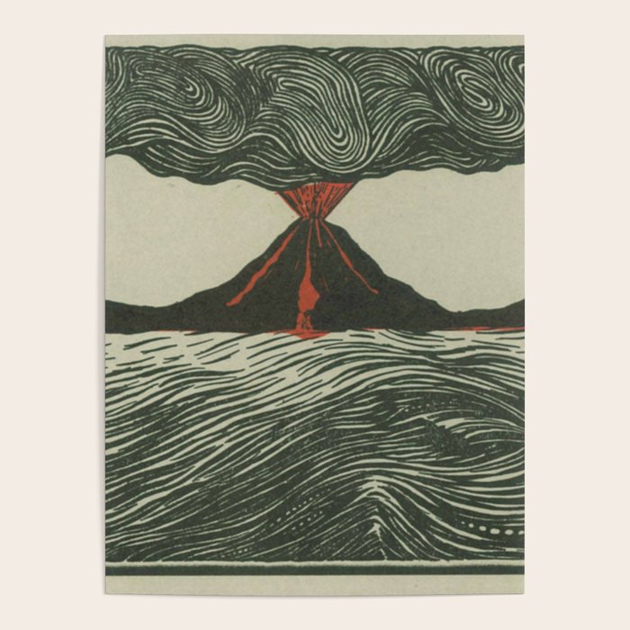 Volcano Woodcut Poster Gallery Image 4