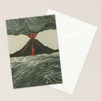 Volcano Woodcut Stationery Card Gallery Image 2