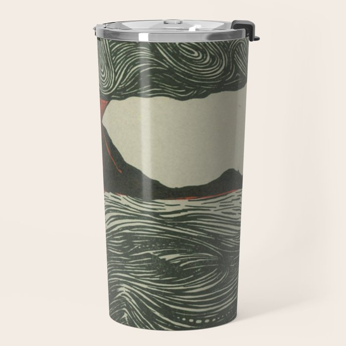 Volcano Woodcut Travel Mug Gallery Image 2