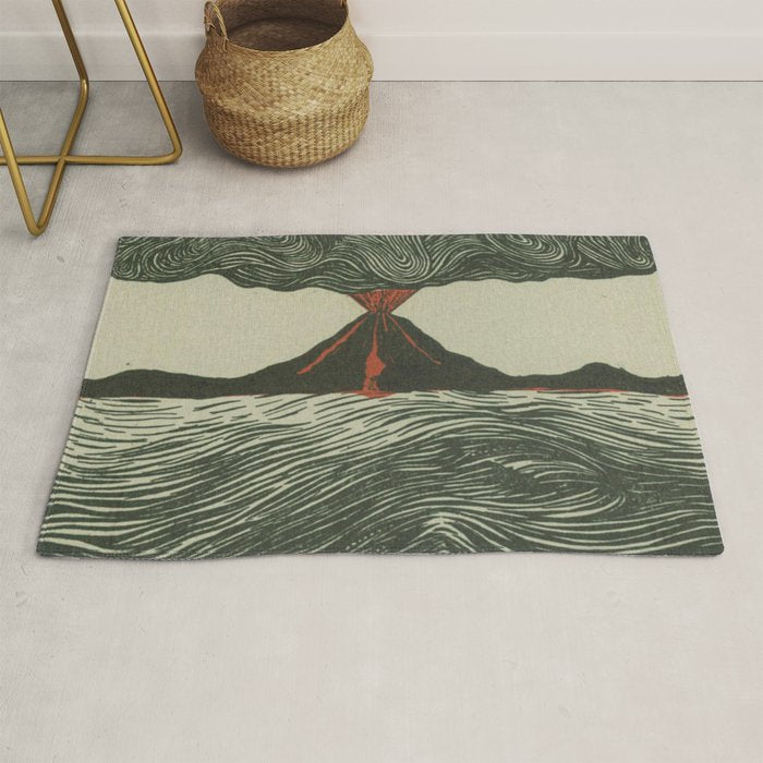 Volcano Woodcut Rug Gallery Image 1