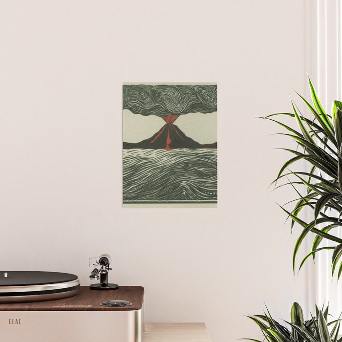 Volcano Woodcut Poster Gallery Image 2