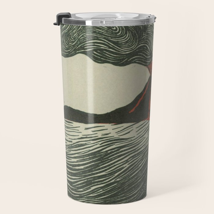 Volcano Woodcut Travel Mug Gallery Image 3