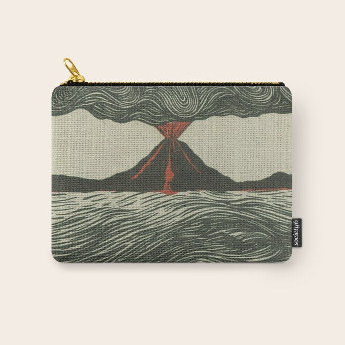 Volcano Woodcut Carry All Pouch Gallery Image 1