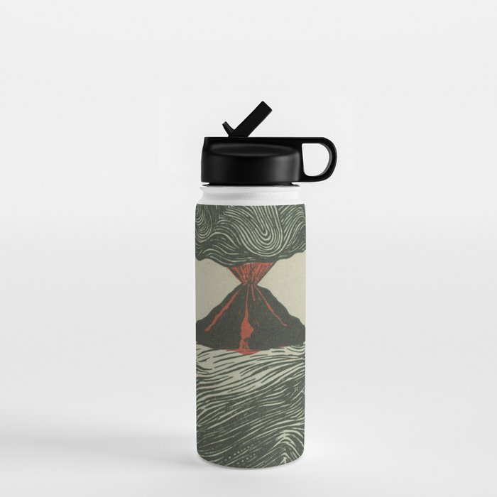Volcano Woodcut Water Bottle Gallery Image 1