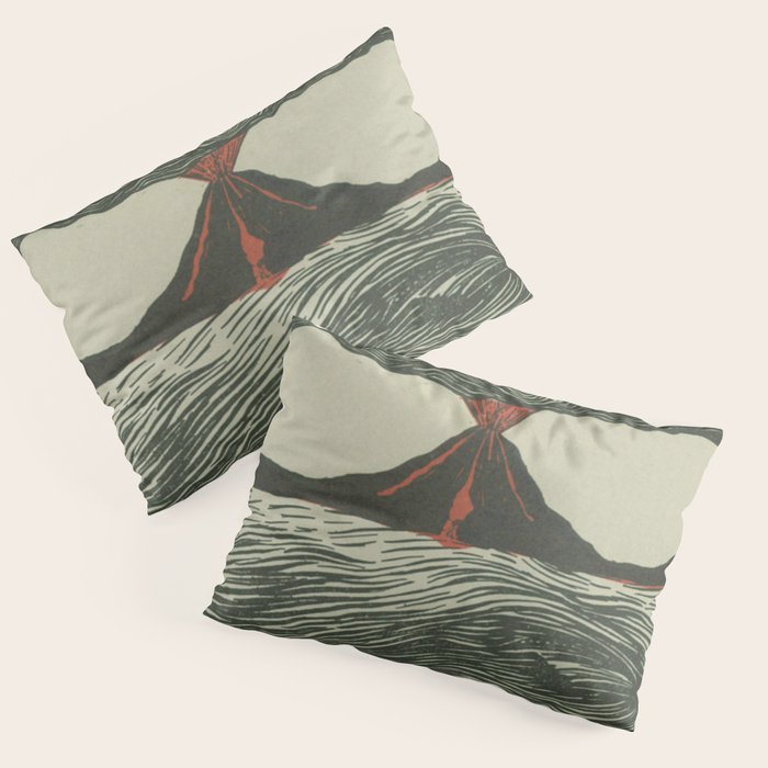 Volcano Woodcut Pillow Sham Gallery Image 3