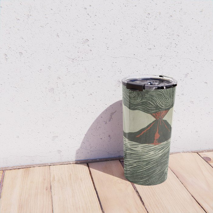 Volcano Woodcut Travel Mug Gallery Image 4