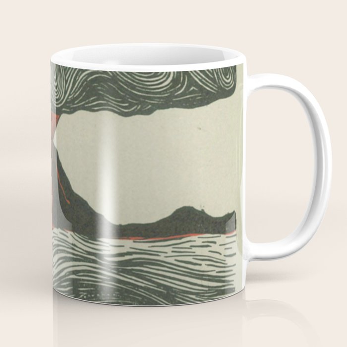 Volcano Woodcut Coffee Mug Gallery Image 1