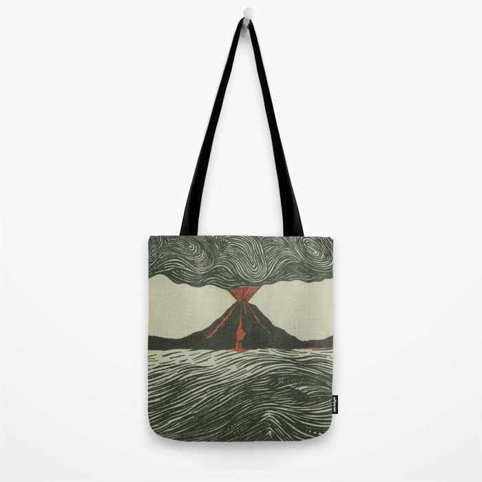 Volcano Woodcut Tote Bag Gallery Image 2