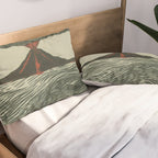 Volcano Woodcut Pillow Sham Gallery Image 2