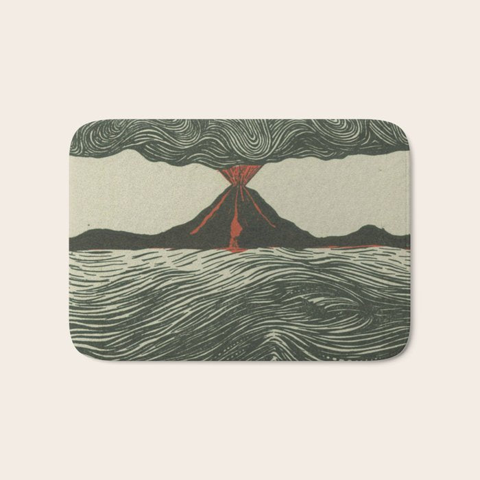 Volcano Woodcut Bath Mat Gallery Image 1