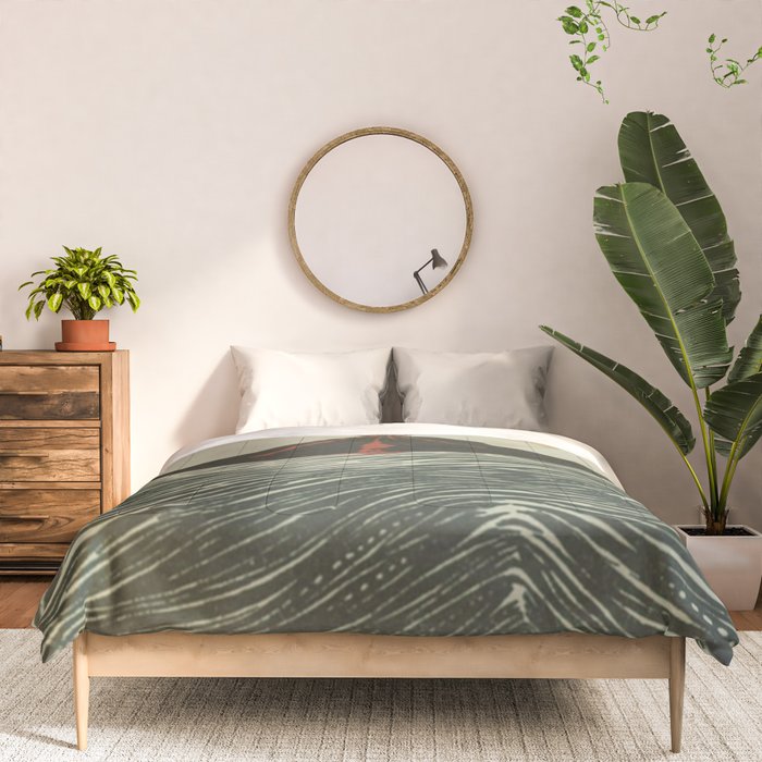 Volcano Woodcut Comforter Gallery Image 3