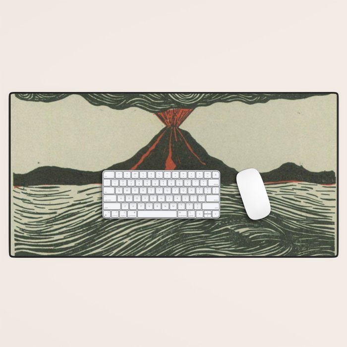 Volcano Woodcut Desk Mat Gallery Image 1