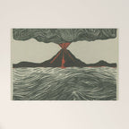 Volcano Woodcut Welcome Mat Gallery Image 1