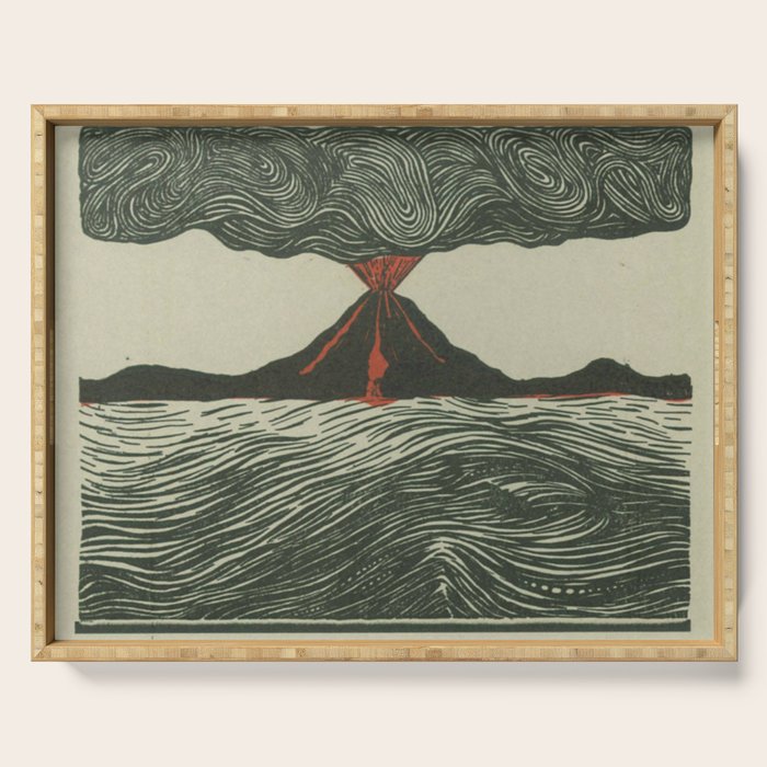 Volcano Woodcut Serving Tray Gallery Image 1