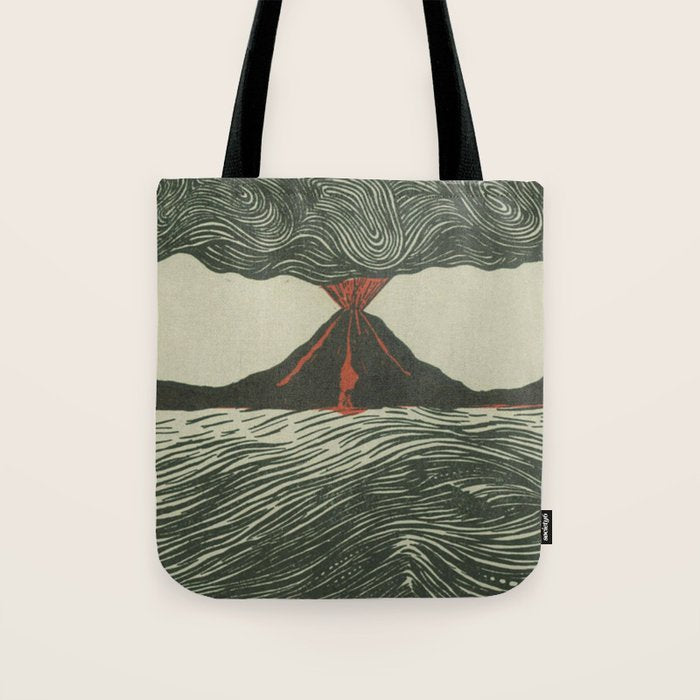 Volcano Woodcut Tote Bag Gallery Image 1