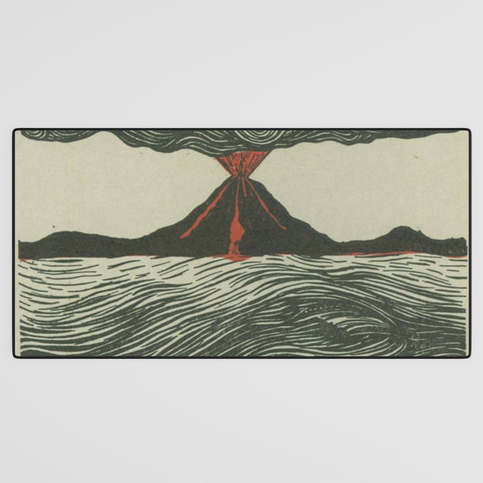 Volcano Woodcut Desk Mat Gallery Image 3