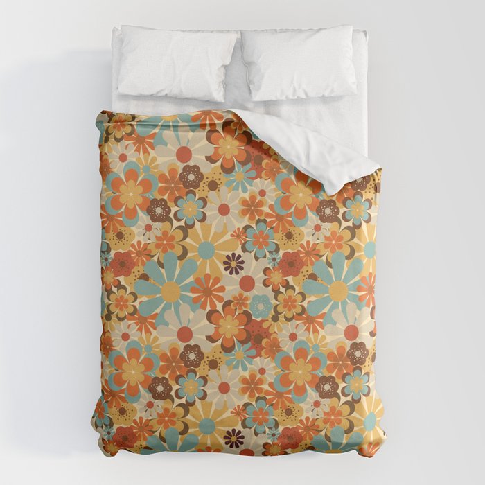 70's Retro Floral Patterned Prints Duvet Cover Gallery Image 6