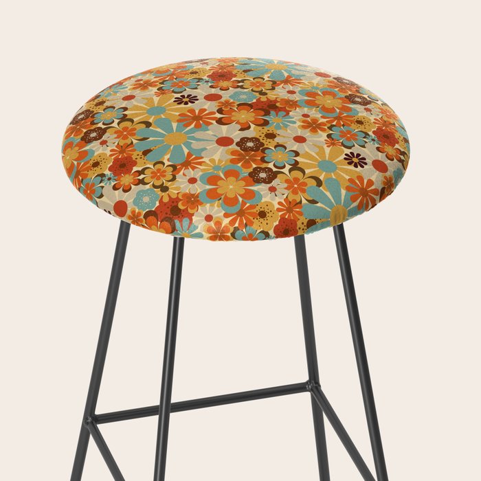 70's Retro Floral Patterned Prints Stool Gallery Image 2