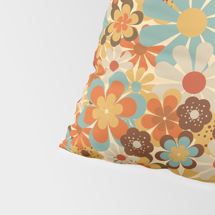 70's Retro Floral Patterned Prints Pillow Sham Gallery Image 4