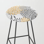 Floral Prints,  Leaves and Blooms, Gray and Yellow Stool Gallery Image 2