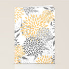 Floral Prints,  Leaves and Blooms, Gray and Yellow Stationery Card Gallery Image 2