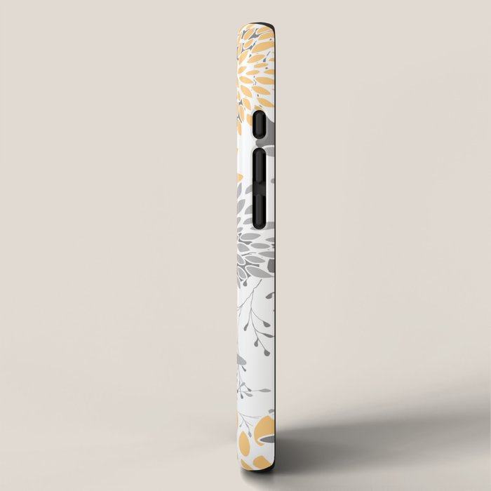 Floral Prints,  Leaves and Blooms, Gray and Yellow iPhone Case Gallery Image 2