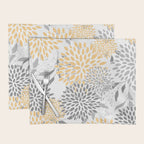 Floral Prints,  Leaves and Blooms, Gray and Yellow Placemat Gallery Image 1
