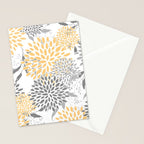 Floral Prints,  Leaves and Blooms, Gray and Yellow Stationery Card Gallery Image 2