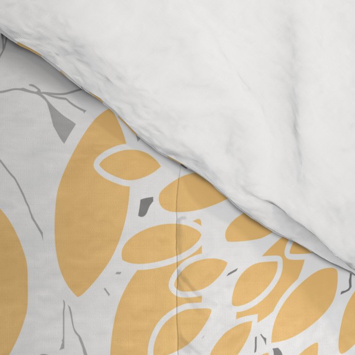Floral Prints,  Leaves and Blooms, Gray and Yellow Comforter Gallery Image 4
