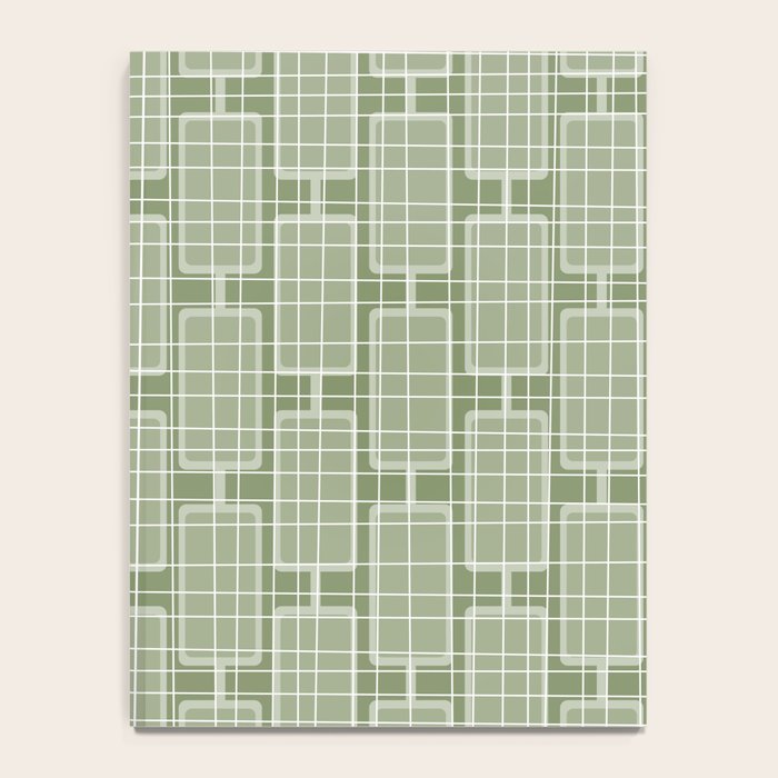 Mid Century Modern Woven Link Pattern in Green Sage Notebook Gallery Image 4