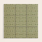 Mid Century Modern Woven Link Pattern in Green Sage Wood Wall Art Gallery Image 1