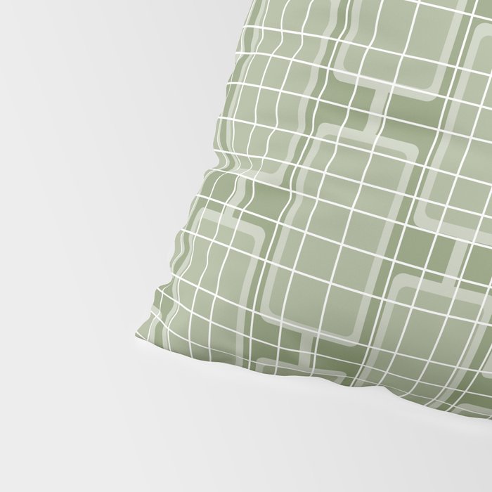 Mid Century Modern Woven Link Pattern in Green Sage Pillow Sham Gallery Image 4